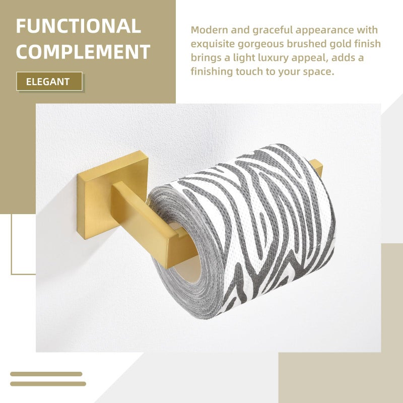 Angle Simple Toilet Paper Holder, Angle Simple SUS304 Stainless Steel Bathroom Tissue Holder, Open Arm Toilet Paper Roll Hanger Wall Mount, Brushed Dark Gold - Image 2